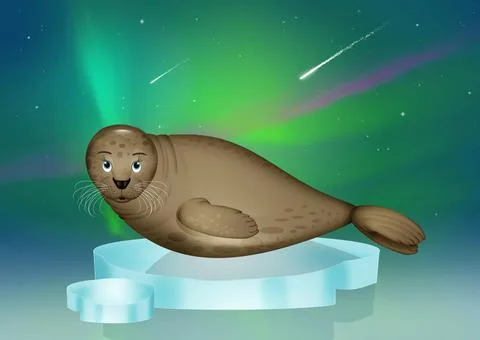 Seal on the iceberg Stock Illustration