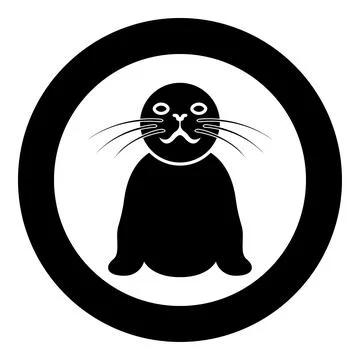 Seal icon in circle round black color vector illustration image solid outli.. Stock Illustration
