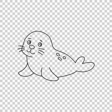 Seal Line Art Vector Illustration for Coloring Pages and Nursery Decor Stock Illustration