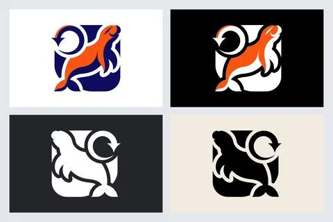 Seal Logo Icon Graphic Vector Design Set Stock Illustration