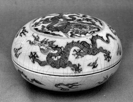 Seal paste box with dragons early 18th century China. Seal paste box with d.. Stock Photos