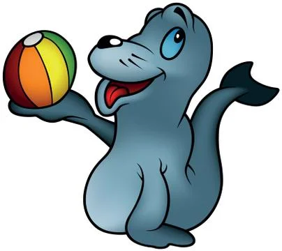 Seal playing With a Beach Ball Stock Illustration
