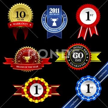 Seal Ribbon Rosette Badge Trophy Medal Banner Award Stock Illustration