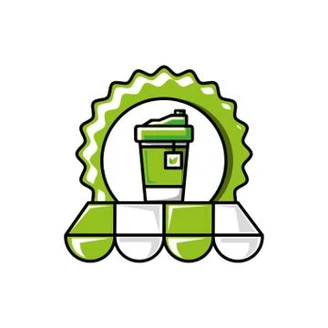 Seal tea container plastic with parasol Illustrazione stock