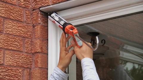 Sealant  for windows Stock Footage 133617806