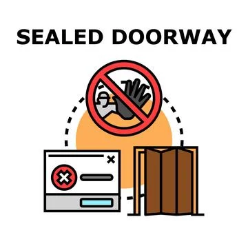 Sealed doorway blocking access concept, digital restriction Illustrazione stock