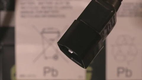 Sealed Lead Acid Battery with Warning Stickers Video stock 79703641