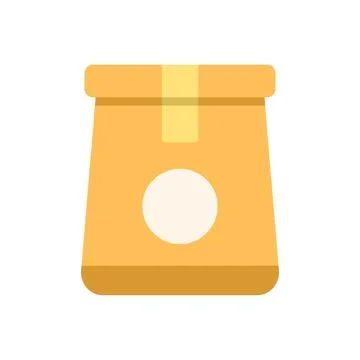 Sealed paper bag packaging with blank label for branding Stock Illustration
