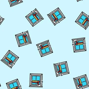 Sealed windows energy conservation vector seamless pattern 스톡 일러스트