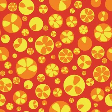 Sealess vector pattern with citrus fruit in bright red yellow and orange Stock Illustration