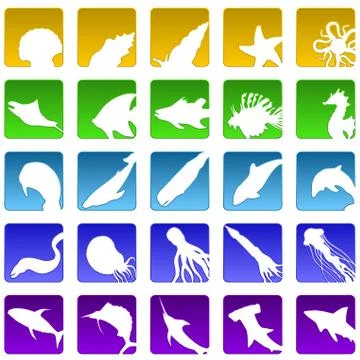 Sealife icons Stock Illustration