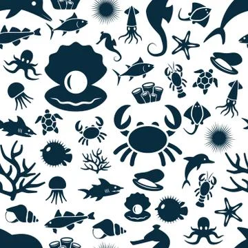 Sealife seamless pattern Stock Illustration