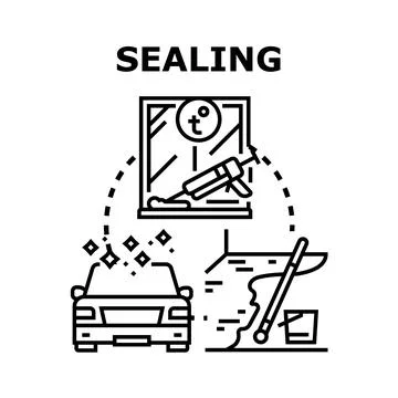 Sealing creating protective barrier for home and car Stock Illustration