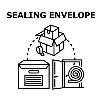 Sealing envelope process preparing package for delivery Stockillustratie