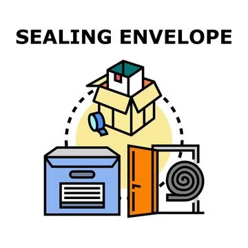 Sealing envelope process preparing package for delivery Stock Illustration