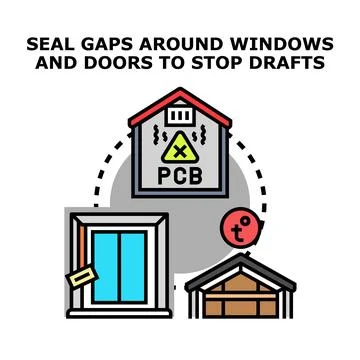 Sealing gaps around windows and doors for energy efficiency Stock Illustration
