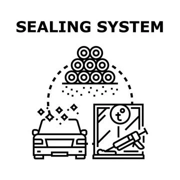 Sealing system applications for construction and auto detailing Stock Illustration