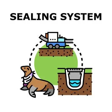 Sealing system preventing liquid leakage concept vector Stock Illustration
