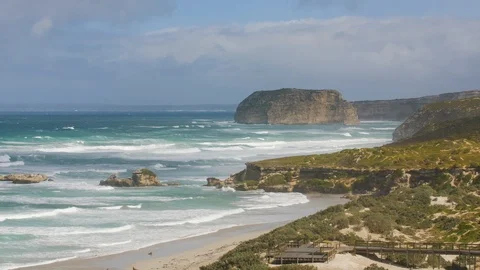 Seals at the coastal landscape of the Flinder's Chase National Park Stock Footage 91237214