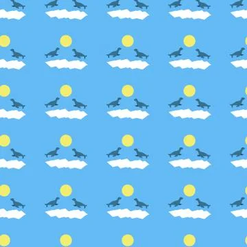 Seals couples seamless pattern Ilustração Stock