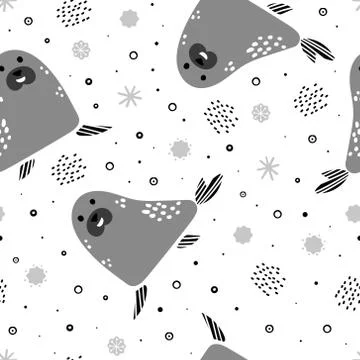 Seals with snowflakes Stock Illustration