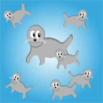 Seals in water Stock Illustration