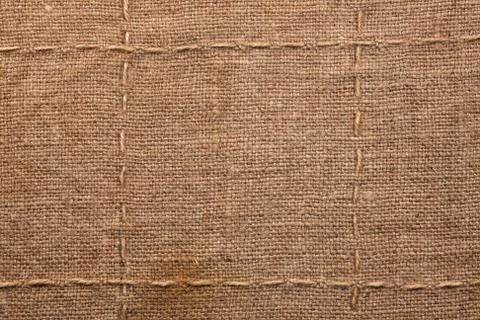 Seam on sackcloth Stock-Fotos