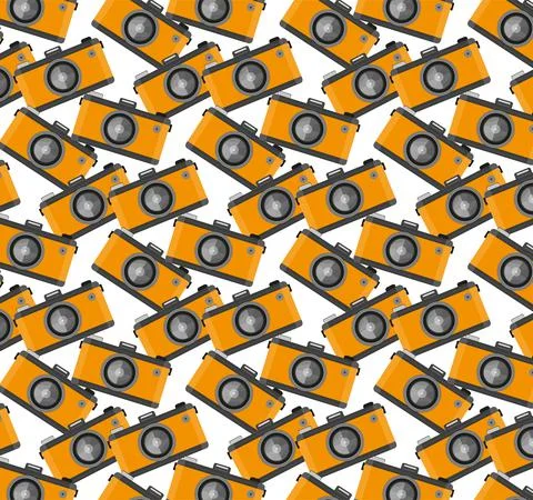 Seamiess Repeating Retro Camera Vector pattern Stock Illustration