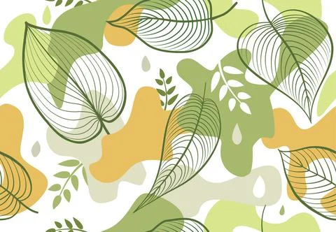 Seamleaa pattern with organic shape blots. Stylish floral painted wallpaper Stock Illustration