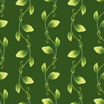 Seamlee vertical pattern of green leaves on green background. Stock-Illustration