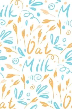 Seamlees pattern background. Doodle style, vector illustration. Oat flakes. Stock Illustration