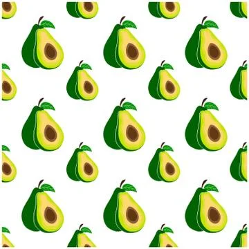 Seamles  Avocado fruit pattern, Vector illustration. Stock Illustration