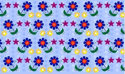 Seamles blue flower pattern Stock Illustration
