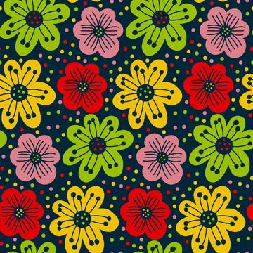 Seamles pattern big flowe.Fashion print of textile.Vintage floral design Stock Illustration