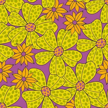 Seamles pattern big flowe.Fashion print of textile.Vintage floral design Stock Illustration