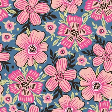 Seamles pattern big flowe.Fashion print of textile.Vintage floral design イラスト素材