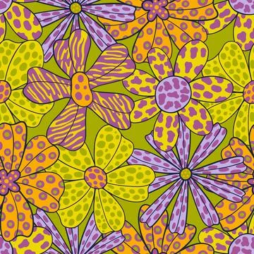 Seamles pattern big flowe.Fashion print of textile.Vintage floral design Stock Illustration