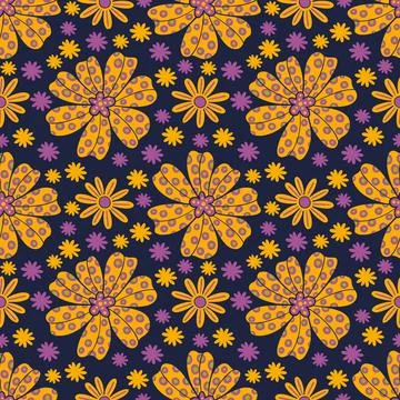 Seamles pattern big flowe.Fashion print of textile.Vintage floral design Stock Illustration