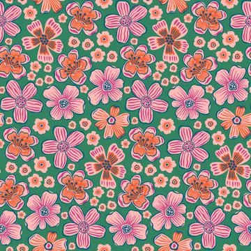 Seamles pattern big flowe.Fashion print of textile.Vintage floral design Stock Illustration