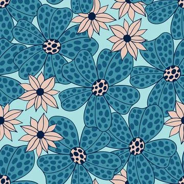Seamles pattern big flowe.Fashion print of textile.Vintage floral design Stock Illustration