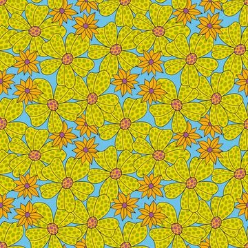 Seamles pattern big flowe.Fashion print of textile.Vintage floral design Stock Illustration