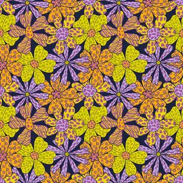 Seamles pattern big flowe.Fashion print of textile.Vintage floral design Stock Illustration