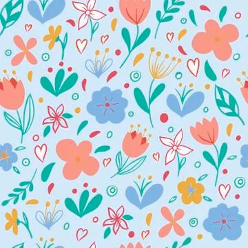 Seamles pattern on a blue background in vector graphics - blue, red, yellow Illustrazione stock