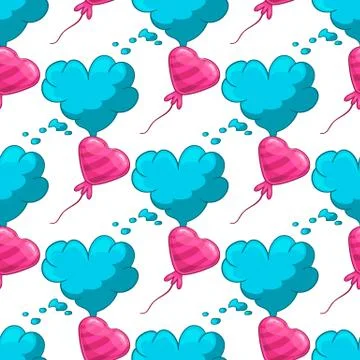 Seamles pattern with cloud and balloon Stock Illustration