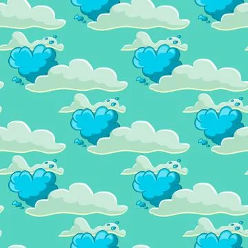 Seamles pattern with cloud and balloon Stock Illustration