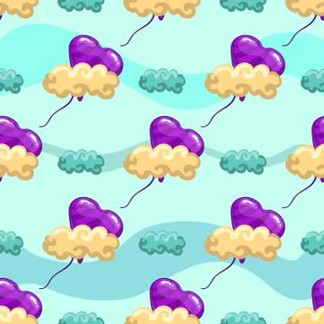 Seamles pattern with cloud and balloon イラスト素材