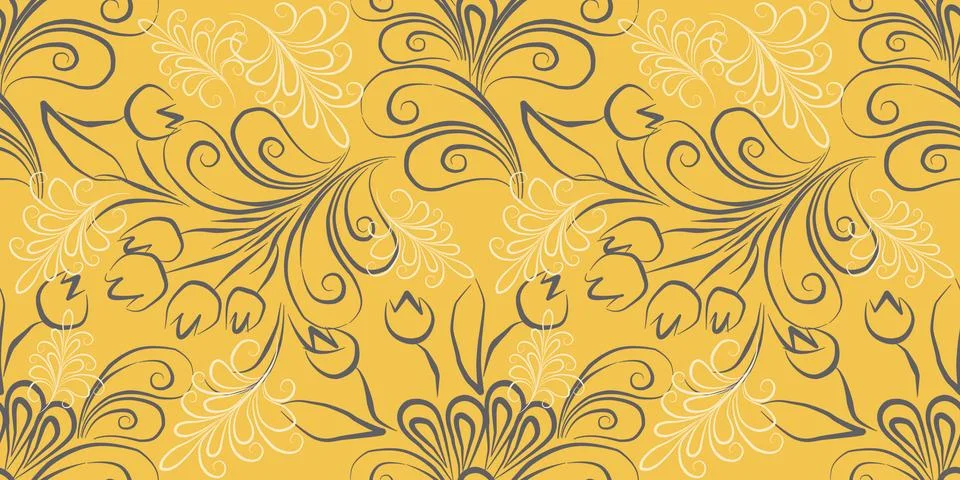 Seamles pattern digitalpaper textile packaging. Background black line art Stock Illustration