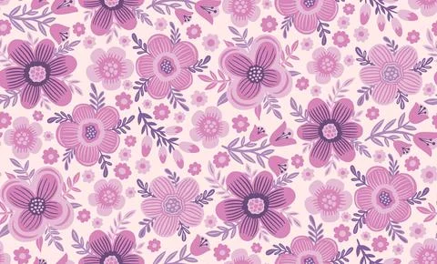 Seamles pattern flower.Hand drawn print of textile.Vintage floral design. Stock Illustration