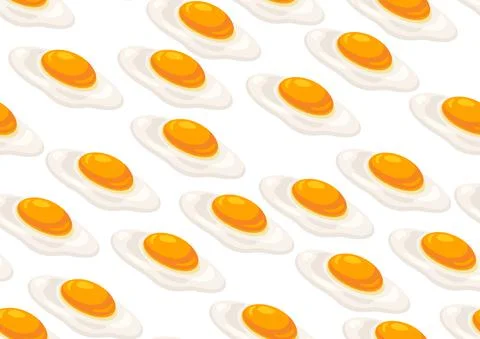 Seamles pattern with fried chicken eggs. Image for gastronomy and food Stock Illustration