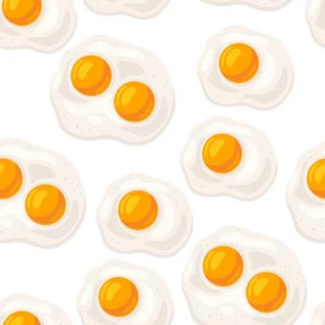 Seamles pattern with fried chicken eggs. Image for gastronomy and food Stock Illustration